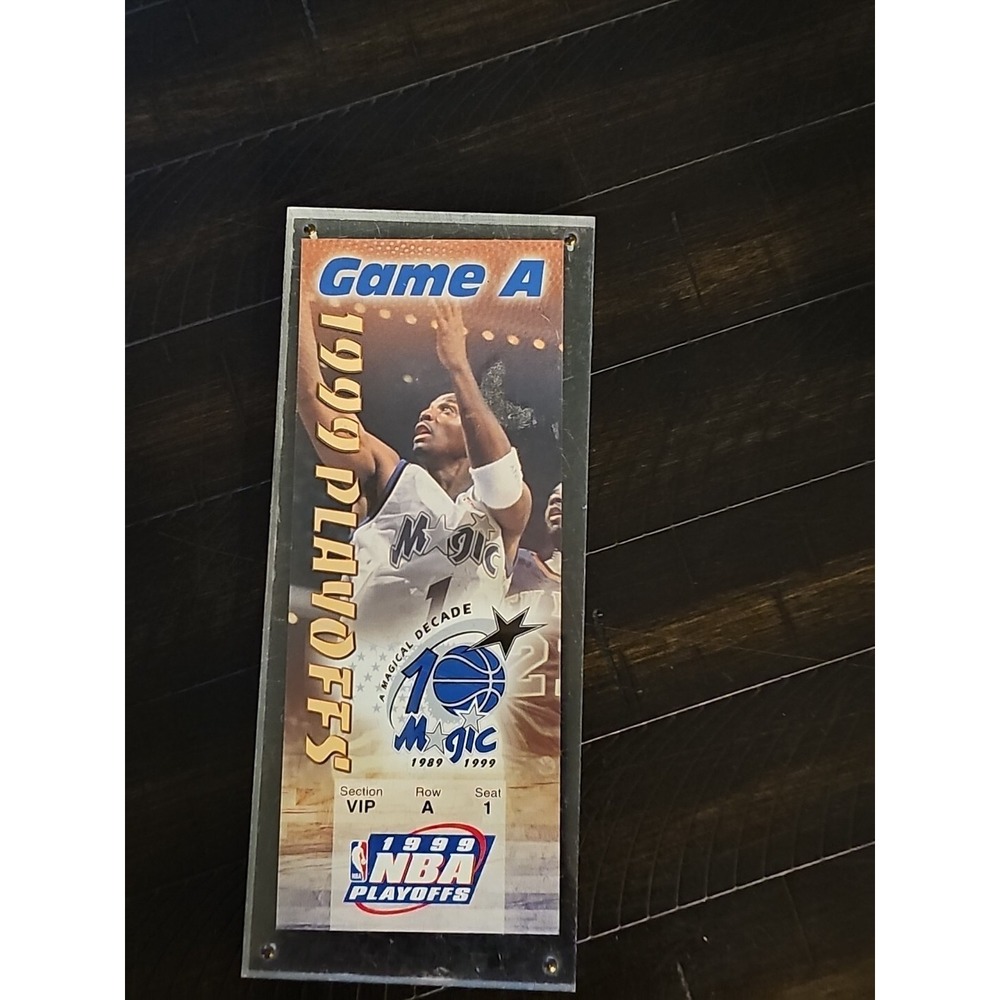 Orlando Magic 1999 10th Anniversary Commemorative Playoff Ticket in Acrylic Case